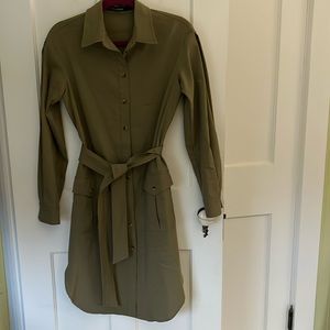 Army green long sleeve linen dress.